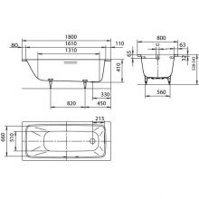 Стальная ванна Kaldewei Cayono 180x80 см (275100013001)