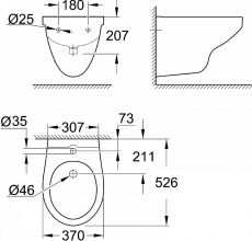 Биде подвесное Grohe Bau Ceramic (39433000)