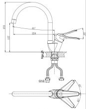 Смеситель одноручный для кухни с поворотным изливом RUSH Jawa (JA0735-22)