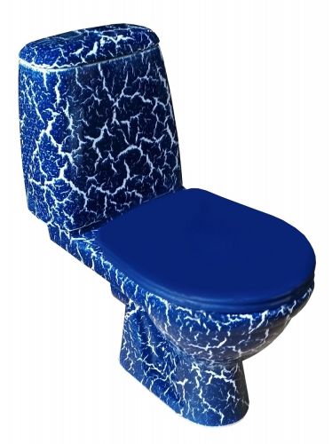 Унитаз-компакт ПРЕМЬЕР, г/в, 2-реж, сид. ПП, синий КРАКЕЛЮР(КИРОВ)