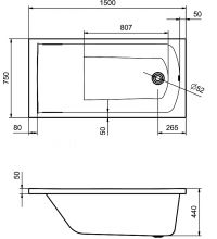 Акриловая ванна Santek Фиджи 150x75 1.WH50.1.598