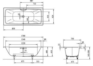 Стальная ванна KALDEWEI Cayono Duo 170x75 easy-clean mod. 724 272400013001