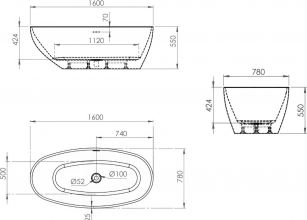 Акриловая ванна Artemis Leonia 160x78 белая глянцевая