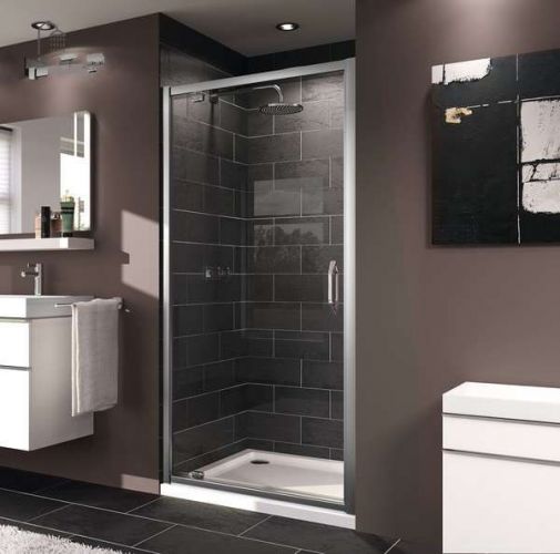 140705.069.322 X1 Распашная дверь 1000 х 1900 мм, глянцевый хром, безосколочное стекло прозрачное,Anti-Plaque