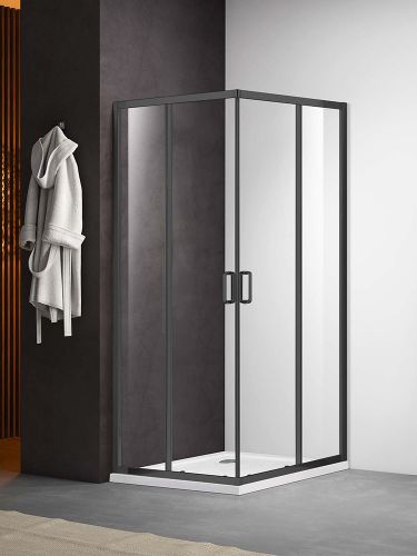 AQ ARI KV 08020GM Душевой уголок квадратный, двери раздвижные 800x800x2000 профиль оружейная сталь, стекло прозрачное