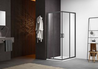 AQ ARI KV 09020GM Душевой уголок квадратный, двери раздвижные 900x900x2000 профиль оружейная сталь, стекло прозрачное
