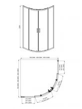 AQ ARI RO 09020GM Душевой уголок 1/4 круга, двери раздвижные 900x900x2000, профиль оружейная сталь, стекло прозрачное