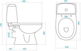 1.WH30.1.746 ЦЕЗАРЬ унитаз-компакт, гориз.выпуск, 2 режима, soft-close