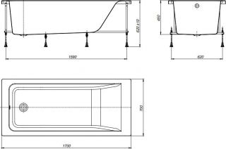 Акриловая ванна Roca Easy 170x70 см (ZRU9302905)